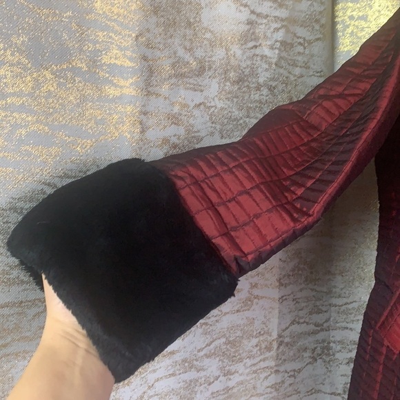 HANA Bang burgundy colour with faux fur collar size M - Picture 5 of 11